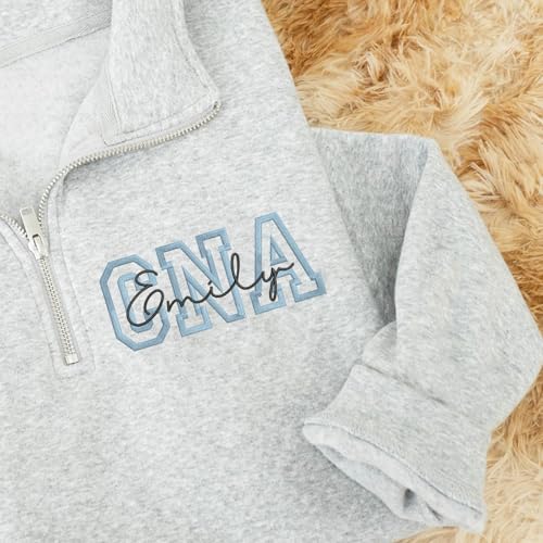 Personalized Nurse Quarter Zip Sweatshirt with Name, Custom RN, CNA, LPN Nursing Uniform Pullover4