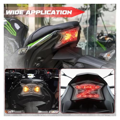 Luz trasera LED de freno de 12V con intermitentes para motos Kawasaki Z900 y Z650 6