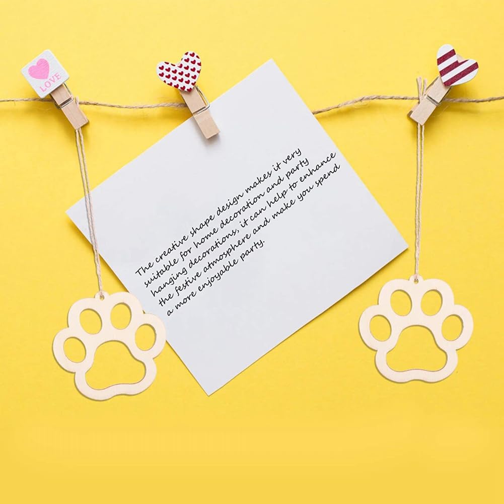 SweetSerenade 50 Pièces Mini Pattes De Chien En Bois Naturel - Découpes Artisanat, Déco Animaux & DIY