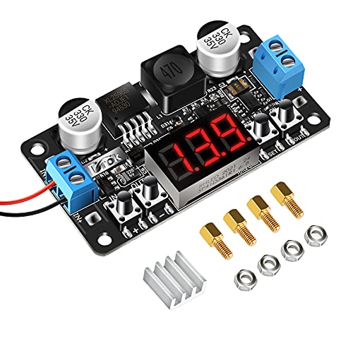 Buck Converter 24V to 12V, DROK Power Supply Module DC 5-32V to DC 0-30V 5V 1.5A Adjustable LM2596Step Down Volt Regulator with LED