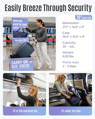 Image of LIGHT FLIGHT 3-Piece Luggage Sets, Expandable Carry On Luggage 22x14x9 Airline Approved, Hardside Carry On Suitcases with Wheels, TSA Lock Travel Luggage Sets, Royal Blue