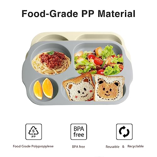 greenandlife Unbreakable Plastic Dinner Plates, Portion Control Plates with 5 compartments, 4Pcs Reusable Divided Plate Set - Image 3