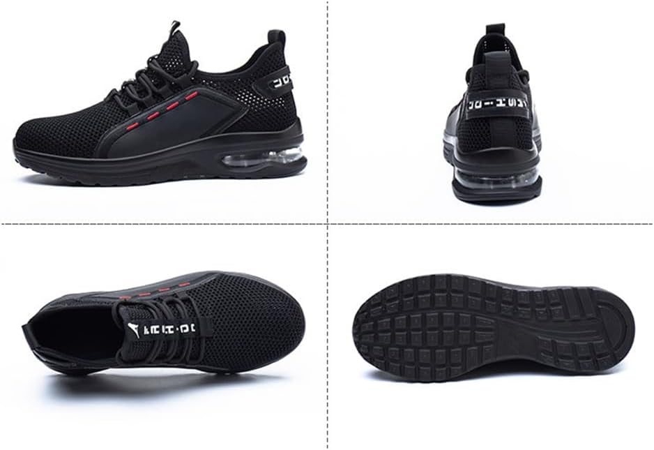 [SEINIES] エアクッション スニーカー 安全靴 作業靴 メンズ 大きいサイズ ウォーキング つま先保護 先芯入り メッシュ