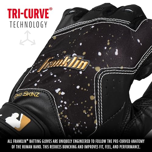 Franklin Sports MLB 2nd Skinz Batting Gloves - Youth Medium - Black + Gold - image 4