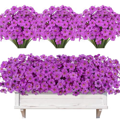 Image of AmyHomie 20 PCS Artificial Flowers for Outdoors, UV Resistant Fake Plants