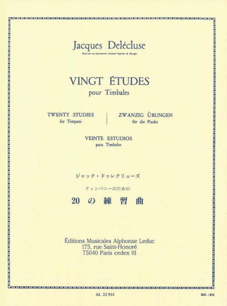 Delecluse J: 20 tudes Timbales