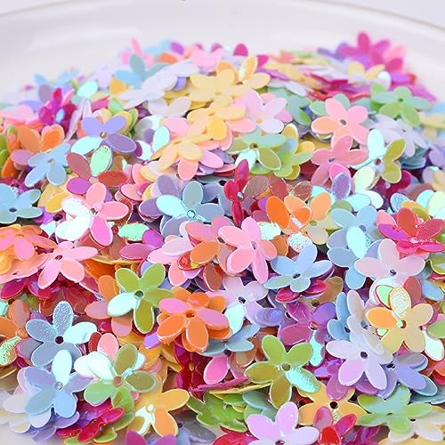 Angel Malone 10g/ +400pcs Quality Metallic Flower Disk Sequins Card Making Scrapbooking Sewing Trimmings Table Confetti Bridal Wedding Favours (Colourful)