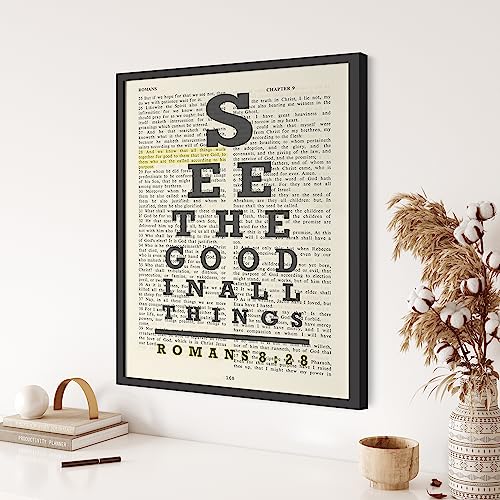 See The Good In All Things, All Things Work For Good, Romans 8:28 Eye Chart Christian Unframed Art Print, Vintage Bible Verse Scripture Wall And Home Decor Poster, Inspirational Gift, 8X10 Inches #TOP3