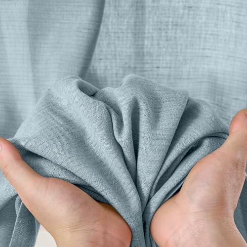 Image of jinchan Linen Curtains 96 Inch Light Filtering Grommet 2 Panels Blue