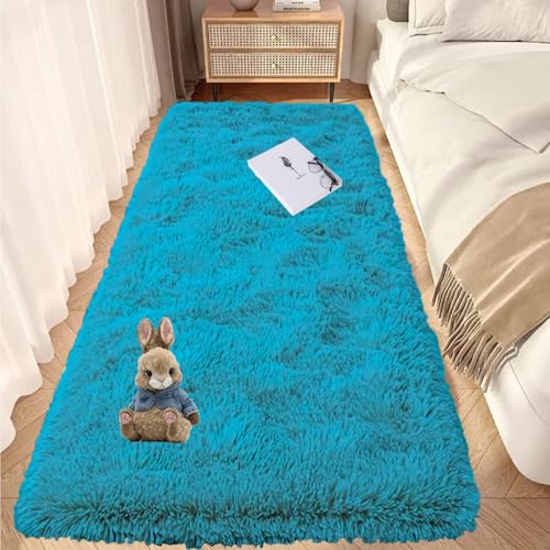 GOUTUI Wohnzimmer Teppich 170 x 240 cm Flauschig Felloptik Warmer Fellteppich Weich & Schmutzabweisend für Stühle Sofa Schlafzimmer Kinderzimmer, Blau GOUTUI Wohnzimmer Teppich 170 x 240 cm Flauschig Felloptik Warmer Fellteppich Weich & Schmutzabweisend für Stühle Sofa Schlafzimmer Kinderzimmer, Blau