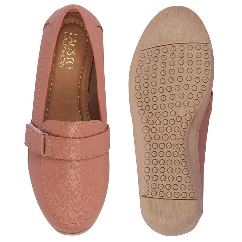 Image of FAUSTO Women's Comfortable Formal Adjustable Strap Hook and Loop Slip On Shoes|Party Shoe|Office Shoe