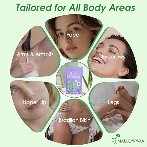 Image of Mallowwax 1LB Aloe Hard Wax Beads, Hair Removal Wax for Full Body, Face