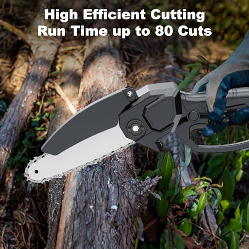 Cunsieun Mini Kettensäge mit Akku 4 Zoll, Akku Kettensäge Elektro Einhand Motorsäge Elektrische Akku Handkettensäge mit 2 2.0AH Akkus und 4 Ersatzkette,Black (4 Zoll)