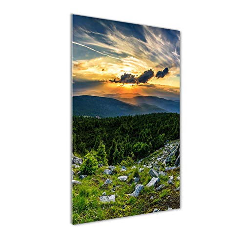 Impression sur Verre Acrylique Tulup 50x100 cm | Tableau Panorama des Montagnes Vert