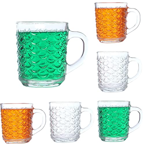Image of Premium Glass Tea & Coffee Cups Set of 6, 230 ML Transparent Glass Mug with Handle for Coffee,Green Tea, Hot & Cold Beverages, Stylish Clear Drinking Cups for Home Kitchen Cafe (CTZ - 21)