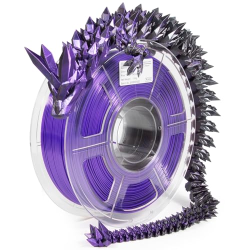 Image of iSANMATE 3D Printer Filament, PLA Filament 1.75mm Dual Color Filament, Shiny Silk PLA Coextruded Filament, 3D Printing Filament Magic PLA, 1 kg /Spool (Black+Purple)