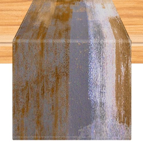 Camino de Mesa Marrón 40 x 140 cm Caminos de Mesa Pintura de Arte Moderno Camino de Mesa Corto Decoración de Mesa Lavable para Fiestas de Navidad Bodas Vacaciones Decoración de Dumpleaños