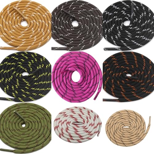 Image of Round Shoelace (2 Pair) Shoelaces for Hiking Shoes, Outdoor Walking Sneakers, Outdoor Hiking, Climbing, Basketball, Work Boot, Running, Sport Shoes