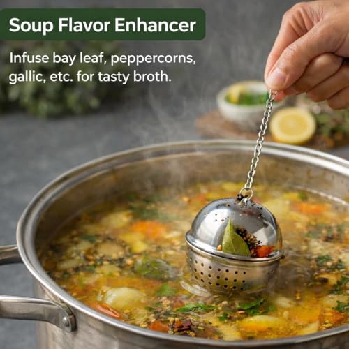 Image of Stainless Steel Tea Infuser & Spice Strainer Set | Mesh Tea Ball, Locking Tea Infuser & Hinged Spice Filter | Reusable Loose Leaf Tea, Herbs & Masala Brewing Tool (1, Egg Shaped)