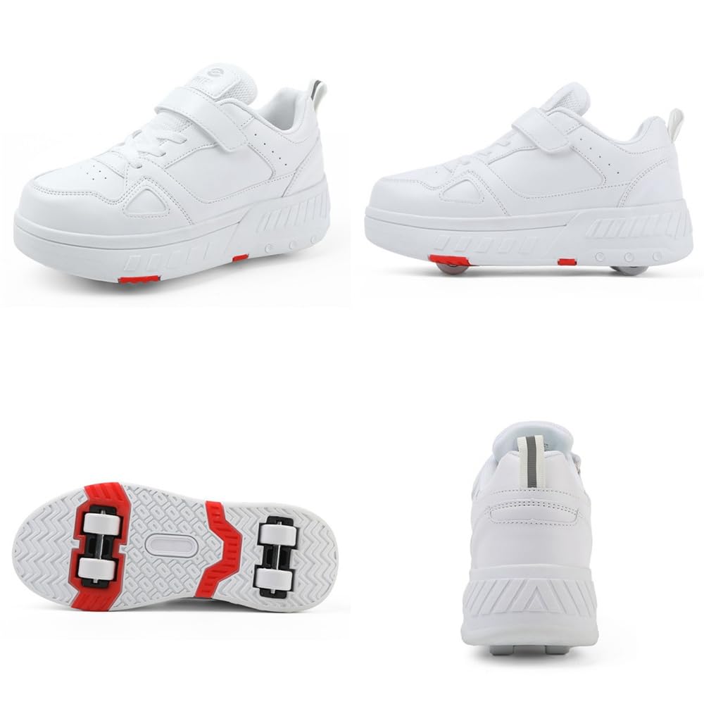 Mateju Chaussures à roulettes Enfants, Chaussures de Skateboard Basket Patins avec 4 Roues Réglables, 2 en 1 Multifonctions