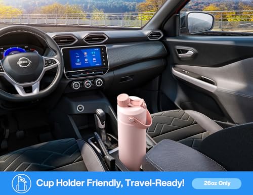 Image of POWCAN 26 oz Insulated Water Bottle with 2-in-1 Straw and Spout Lid, Keep Cold 24H, Leak-Proof, Fits in Car Cup Holder, Stainless Steel Water Bottle for Sports, Travel, and School (Sea Breeze)
