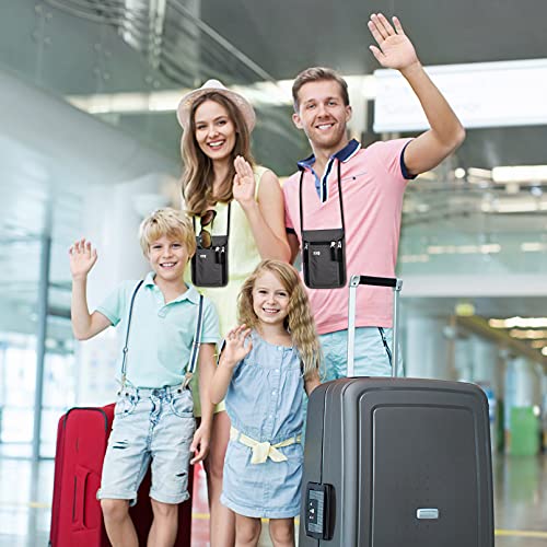 Image of Travel Pouch Neck Wallet Family Passport Holder Organizer Case with RFID Blocking