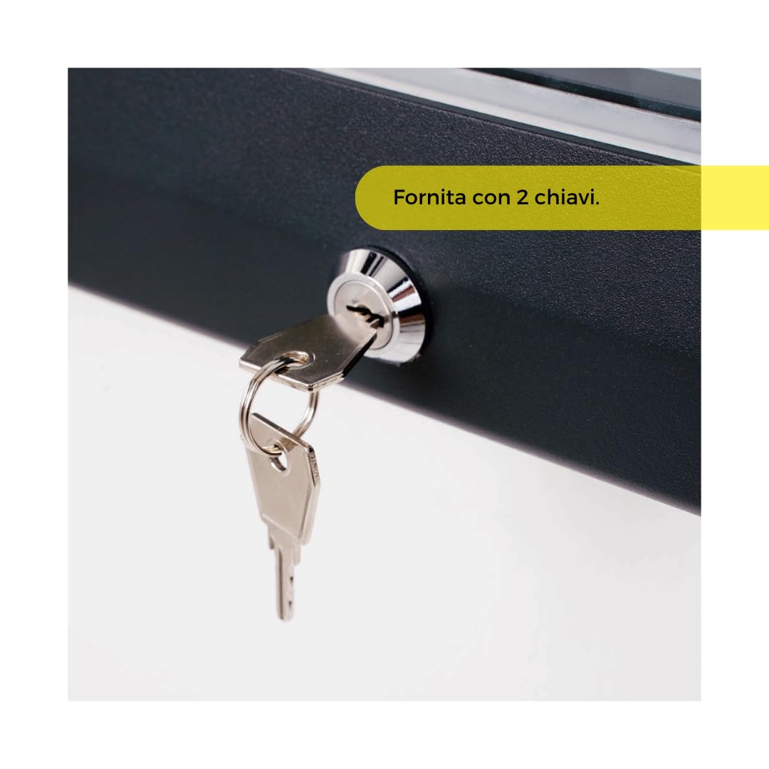 Danieli | Bacheca Certificata per Esterno 50x70 IP56, Vetro di Sicurezza, Ermetica e Antincendio |In Alluminio Colore Antracite, Magnetica con 2 Chiavi | Per Muri e Ringhiere (4xA4)