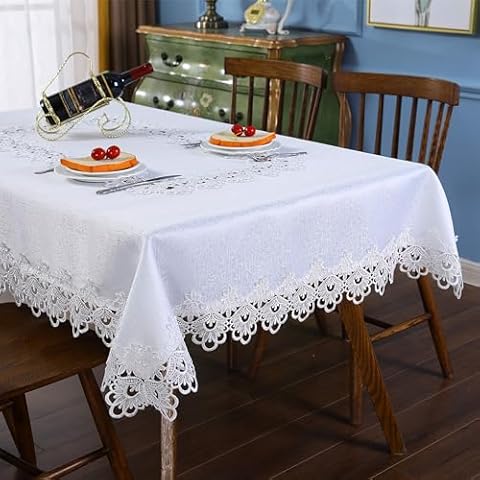 Inmerget Elegant White Lace Tablecloth for Weddings Cover