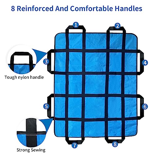 Sturdy Positioning Bed Pad with Reinforced Handles 48\" x 40\", Soft Reusable and Washable Transfer Sheet Multipurpose for Turning, Lifting, Sliding