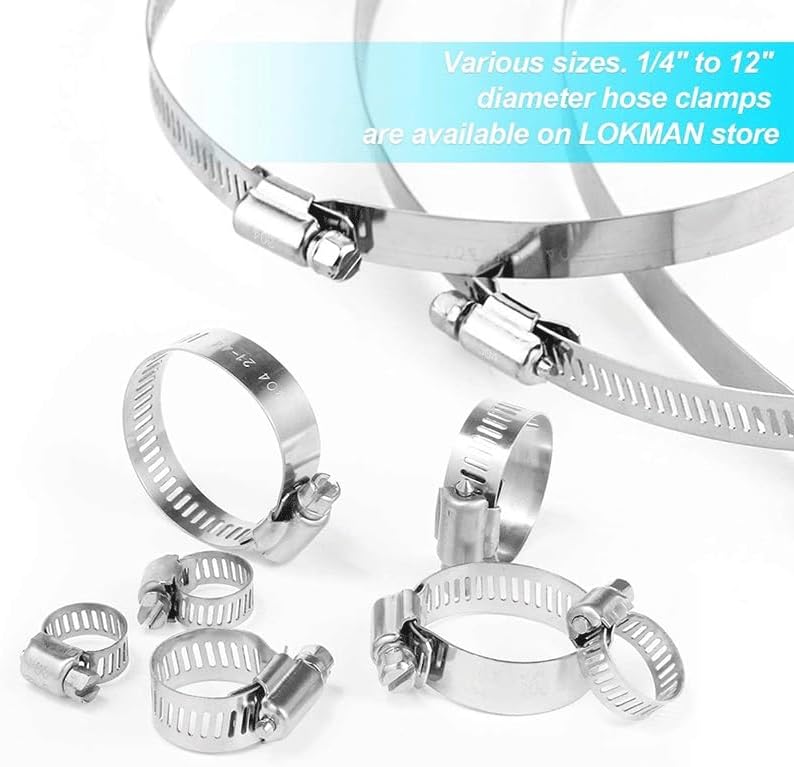 304 Stainless Steel Adjustable Hose Clamp Set - Heavy Duty Worm Gear Clips for Home, Automotive, and Industrial Use(175-197mm(5pcs))