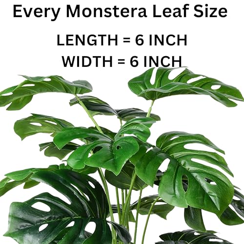 Image of Dekorly Artificial Palm Plants - Faux Turtle Leaf, Fake Monstera Tropical Large Palm Tree Leaves for Outdoor UV Imitation Decorations (12 Leaves | Without Pot)