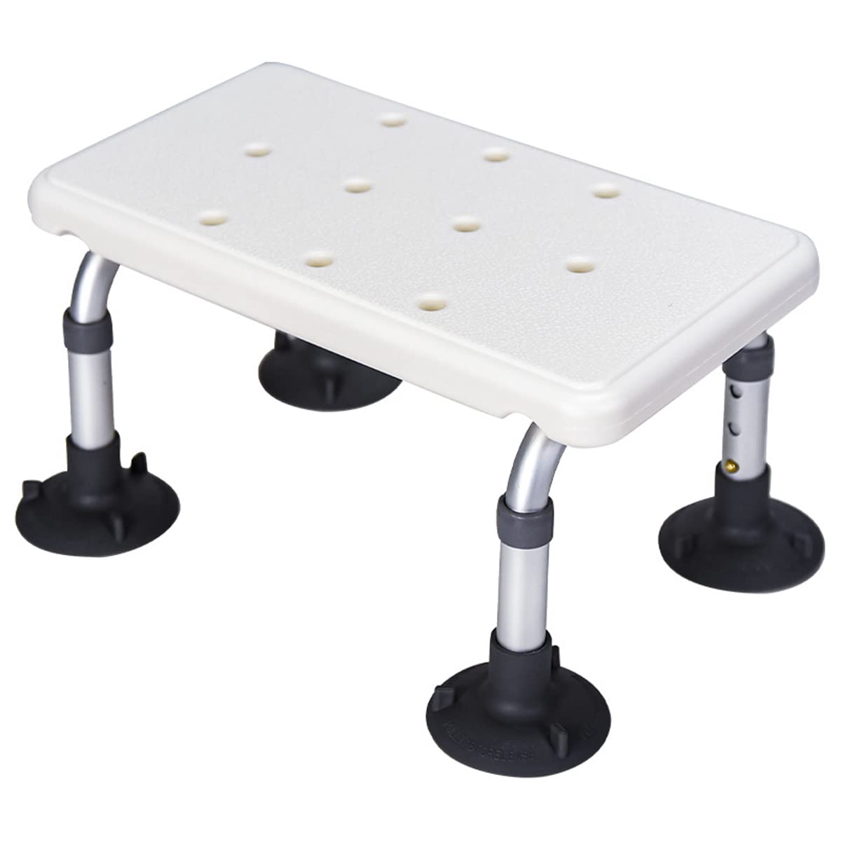 FLFLF 3-in-1 Adjustable Shower Stool with Non-Slip Base - 22-27cm Height Range Elderly Bath Step Stool, Heavy Duty 400lbs Bed/Kitchen Safety Stool, Waterproof,White,Suction cups Foot mats