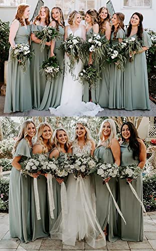 Seim Womens Flutter Sleeve Chiffon Bridesmaid Dresses Plus Size With Slit Ruched Burgundy V-Neck Formal Dress For Bridesmaid With Pockets 16W #TOP4