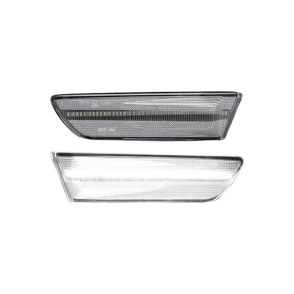 MASO 2 luces de posición laterales LED de coche, blanco (iluminación constante) + amarillo (dinámica secuencial), compatible con In-fin-iti G35 2 puertas par 2003-2007, carcasa transparente