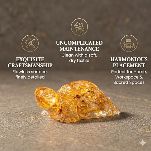 Image of Pack of 2 Natural Citrine Tortoise (Kachhua) 2.7x1 Inch | Citrine Gemstone Turtle for Good Luck & Wealth | Vastu Feng Shui Decor for Home Office Living Room | Housewarming Gift