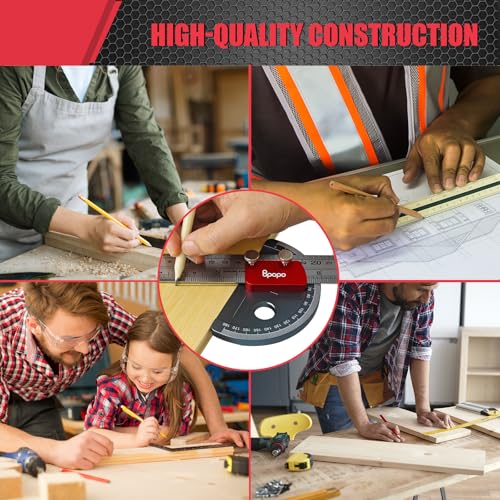 Stainless Steel Angle Protractor– Precision 0°-180°Angle Finder for Marking Angle,Straight Line Scribe, Woodworking Angle Measuring Tools - Thumbnail 6
