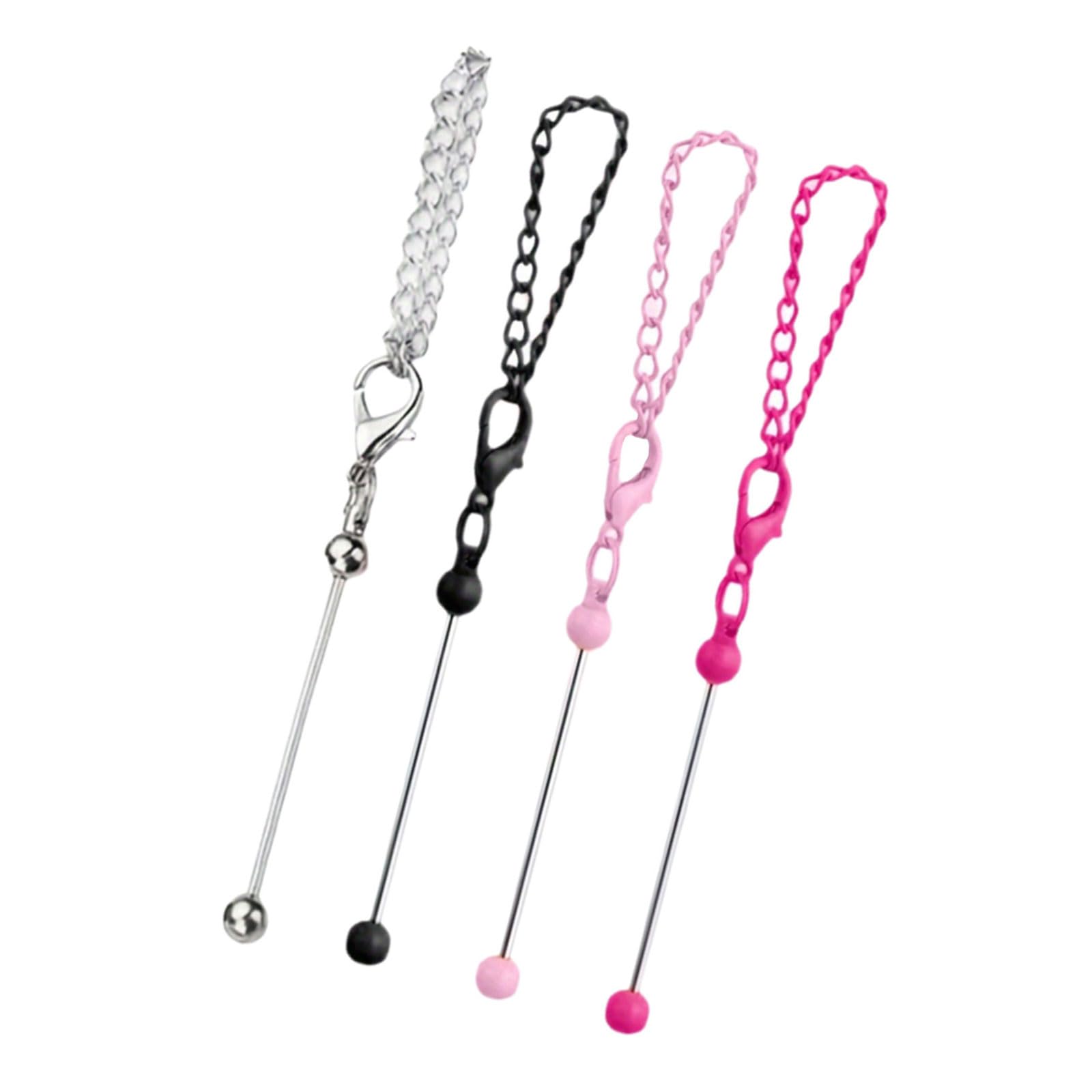 Jazuaiao 4Pieces Beadable Keychain Pendants Metal Keychain Beadable Keyring Backpacks Charm Jewelry Making Accessories Jewelry Making Supplies