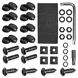 Black Anti Theft License Plate Screws Kits, Rustproof Stainless Steel Car Tag Plate Mounting Hardwar