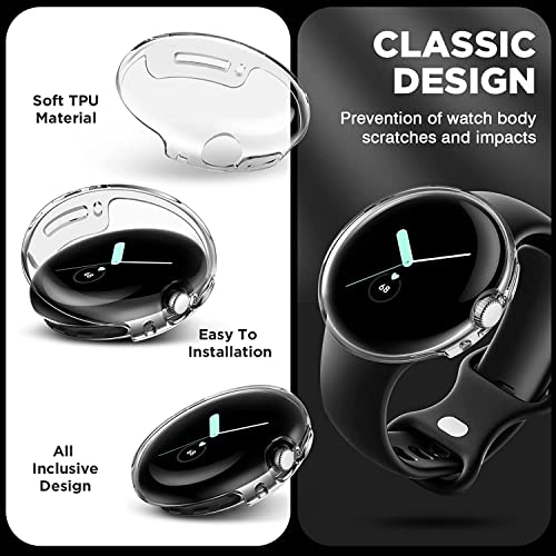 Image of M.G.R.J Soft TPU Front Protection Case Cover for Google Pixel Watch 3 /2 /1 (41mm) (2024 /2023 /2022) (Flexible|Silicone|Black)