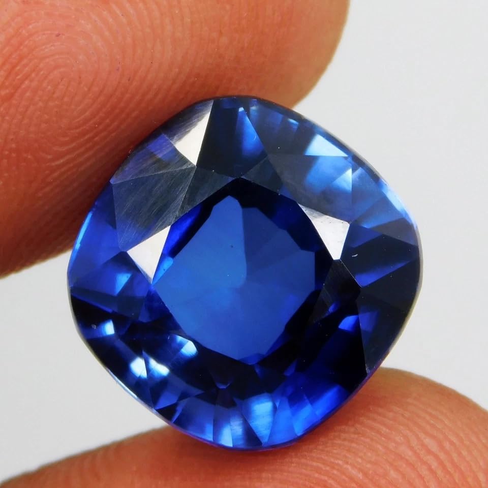 Image of 11.30 Carat Natural Blue Sapphire Radiant Cut Loose Gemstone Certified Faceted Ceylon Sapphire Stone for Rings Pendants Jewelry Making