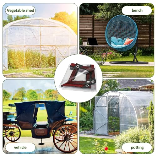 XCRPRT Klare Plane, Wasserdicht, Strapazierfähig, 1 x 2 m, Transparente Plane, Große wasserdichte PVC Abdeckplane mit Ösen und Seil für Garten, Outdoor, Camping, Wohnwagen, Gewächshaus
