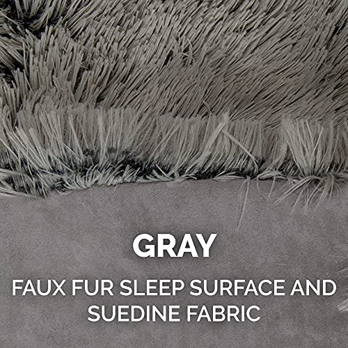 Furhaven Self-Warming Cat Bed For Indoor Cats, 4-Beds-In-1 & Washable - Plush Long Faux Fur Convertible Cuddler - Gray, Large #TOP4