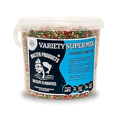 Walters Variety Super Mix (5L Tub) | Pond Fish Food for Goldfish, Koi and all Cold Water Pond Fish | Premium Nutrition, Floating Fish Food Pond Pellets and Sticks in Stay Fresh EasyTubs