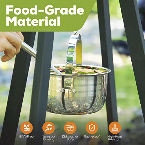 WEALERS-Camping-Cookware-Dinnerware-Set-17-Pieces-Stainless-Steel-Pots-and-Pans-Set-with-Plates-Bowls-Sporks-in-Travel-Mesh-Bag-for-Camping-Trekking-Backyard-Picnic-Backpacking-Gear