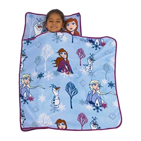 Everything Kids Disney Frozen II Traveling North Lavender, Light Blue and Plum Toddler Nap Mat Cover