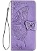 Produktbild TEYYOS Schmetterling Flip Folio Hülle für Samsung Galaxy A15 5G/4G, Schutzhülle PU/TPU Leder Klapptasche Handytasche mit Kartenfächer, Handyhülle - Helles Lila
