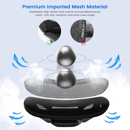 OdinLake Ergonomic Mesh Office Chair Black, High Back Desk Chair 350lbs with WireControl Recline, 5-Level Backrest, 4D Armrests, Adjustable Lumbar Support, Optional Footrest (O1 Ergo Plus 743) - Image 8