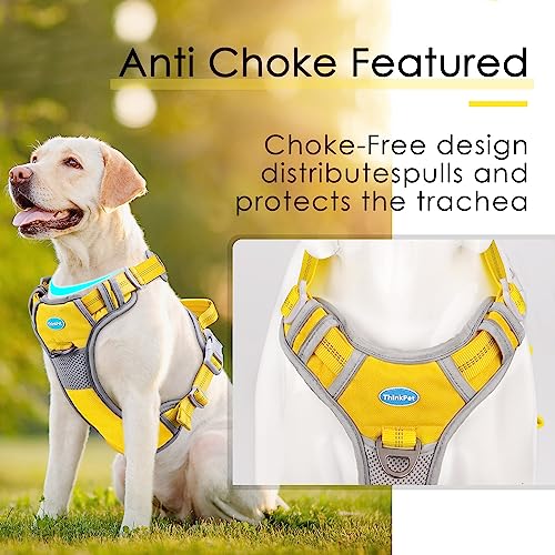 ThinkPet No Pull Harness Atmungsaktives Sportgeschirr mit Griff - Sicherheitsweste für Hunde, gepolstert, reflektierend, verstellbar, Clip hinten/vorne für Easy Control