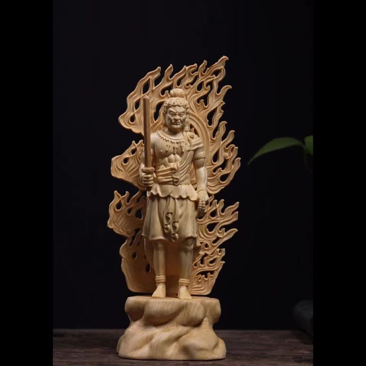 Amazon｜仏像 不動明王立像 (真言宗の脇侍) 桧木製高級木彫り (高さ