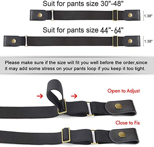 Werforu No Buckle Show Belt For Men Buckle Free Stretch Belt For Jeans Pants 1.38 Inches Wide Father's Day Gift, Black, Pants Size 30-48 Inches #TOP5